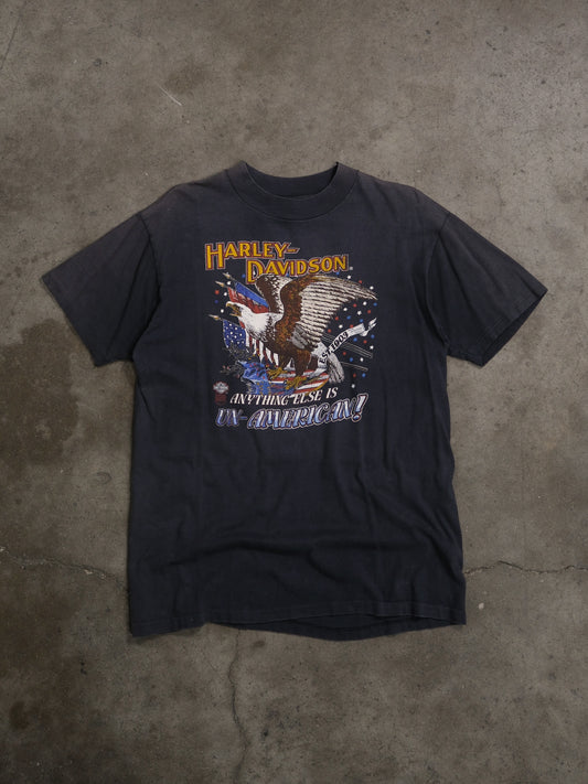 1980S 'ANYTHING ELSE IS UN-AMERICAN' HARLEY DAVIDSON 3D EMBLEM TEE