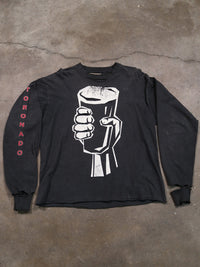 1990S FADED & DISTRESSED CROPPED 'TORNADO' LONGSLEEVE TEE