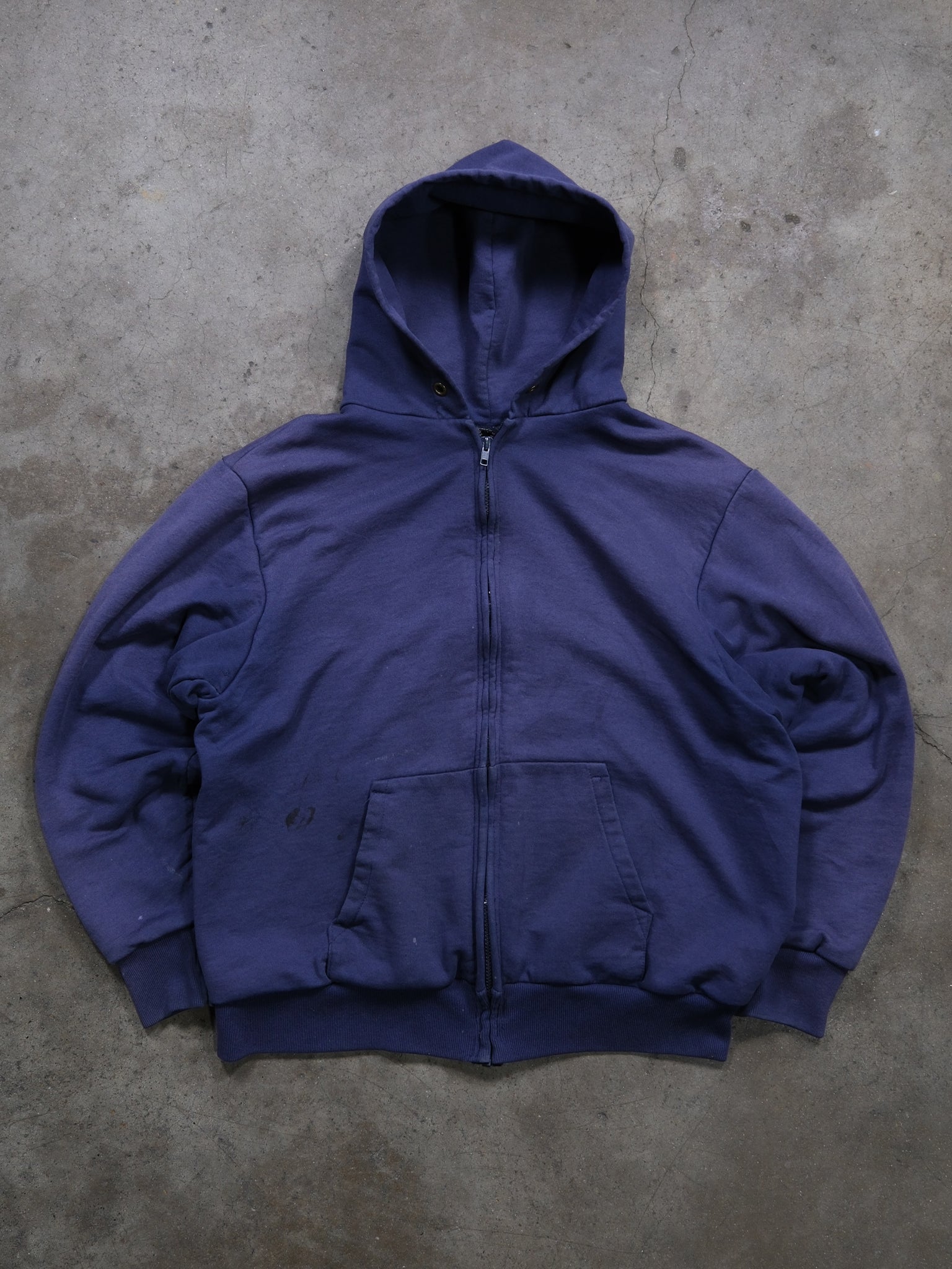 1990S NAVY BLUE THERMAL LINED ZIPUP SWEATSHIRT