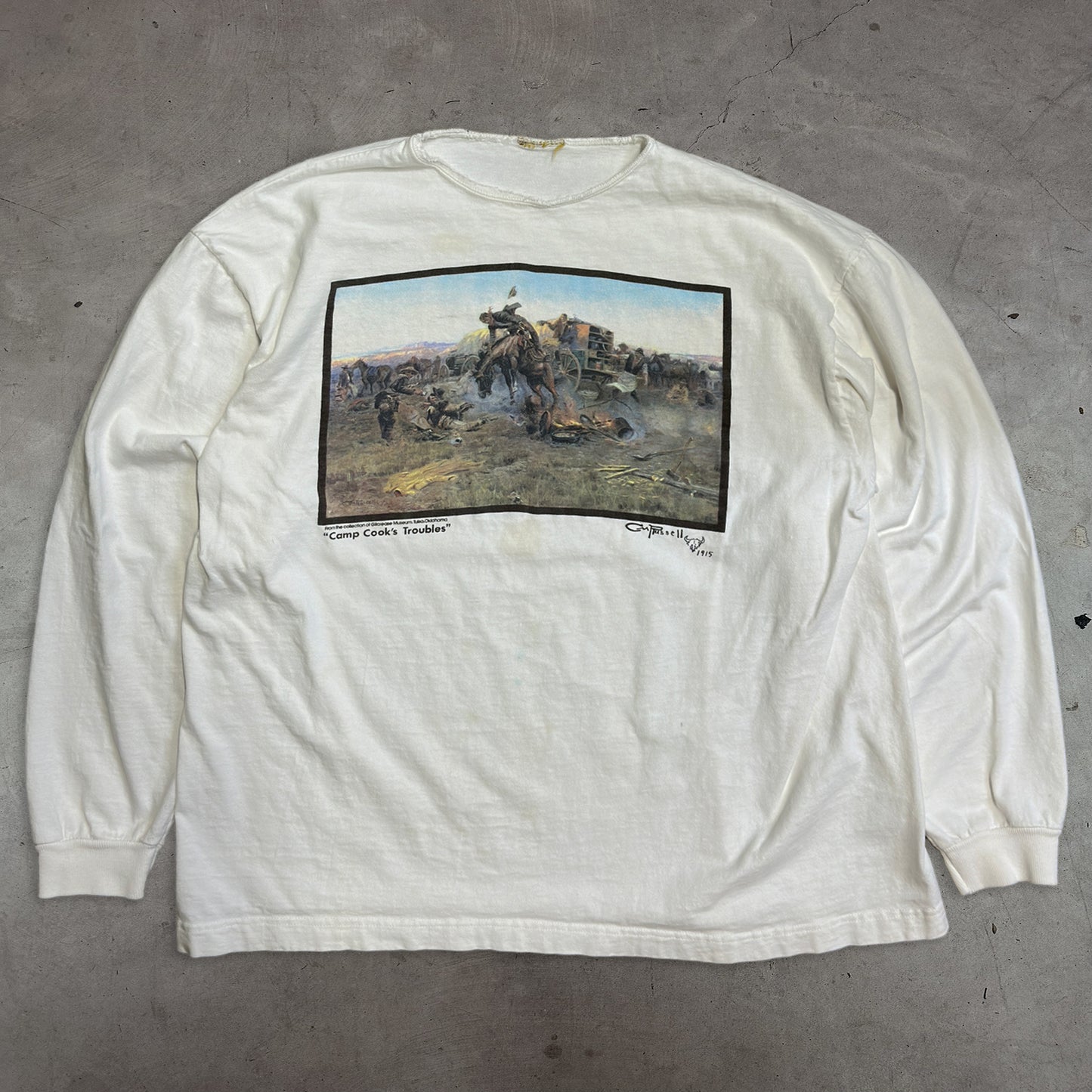 1990S "CAMP COOK'S TROUBLES" LONGSLEEVE TEE / LARGE