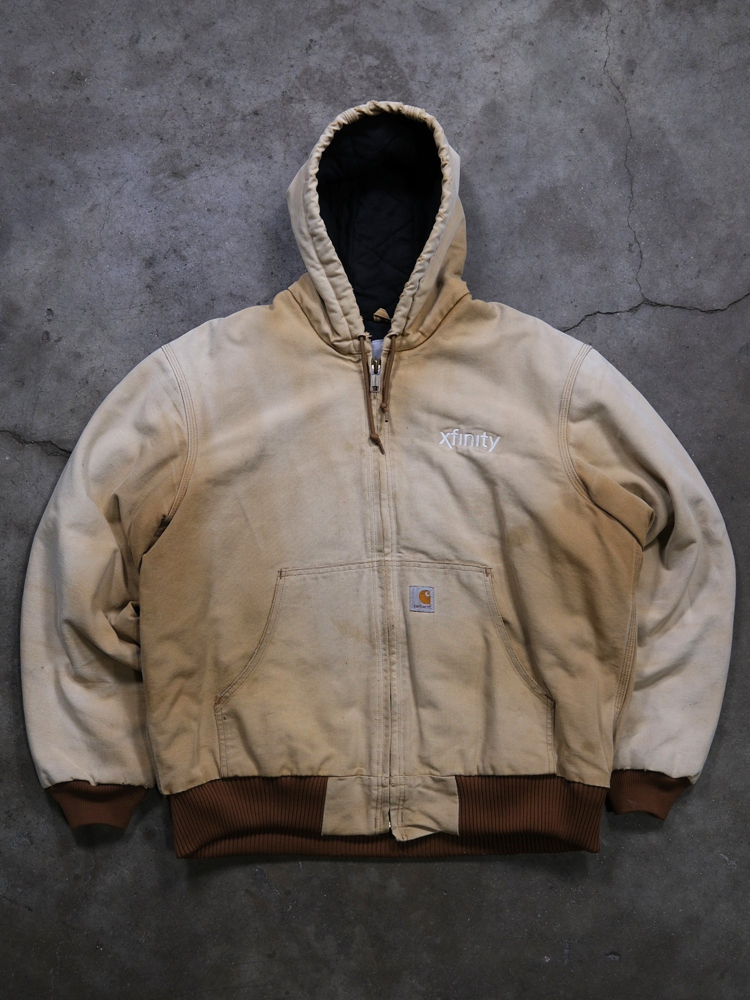 VINTAGE SUNFADED 'XFINITY' EMBROIDERED CARHARTT HOODED JACKET