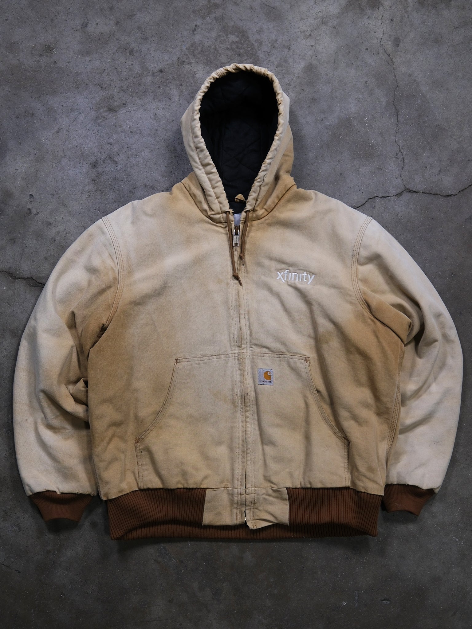 VINTAGE SUNFADED 'XFINITY' EMBROIDERED CARHARTT HOODED JACKET