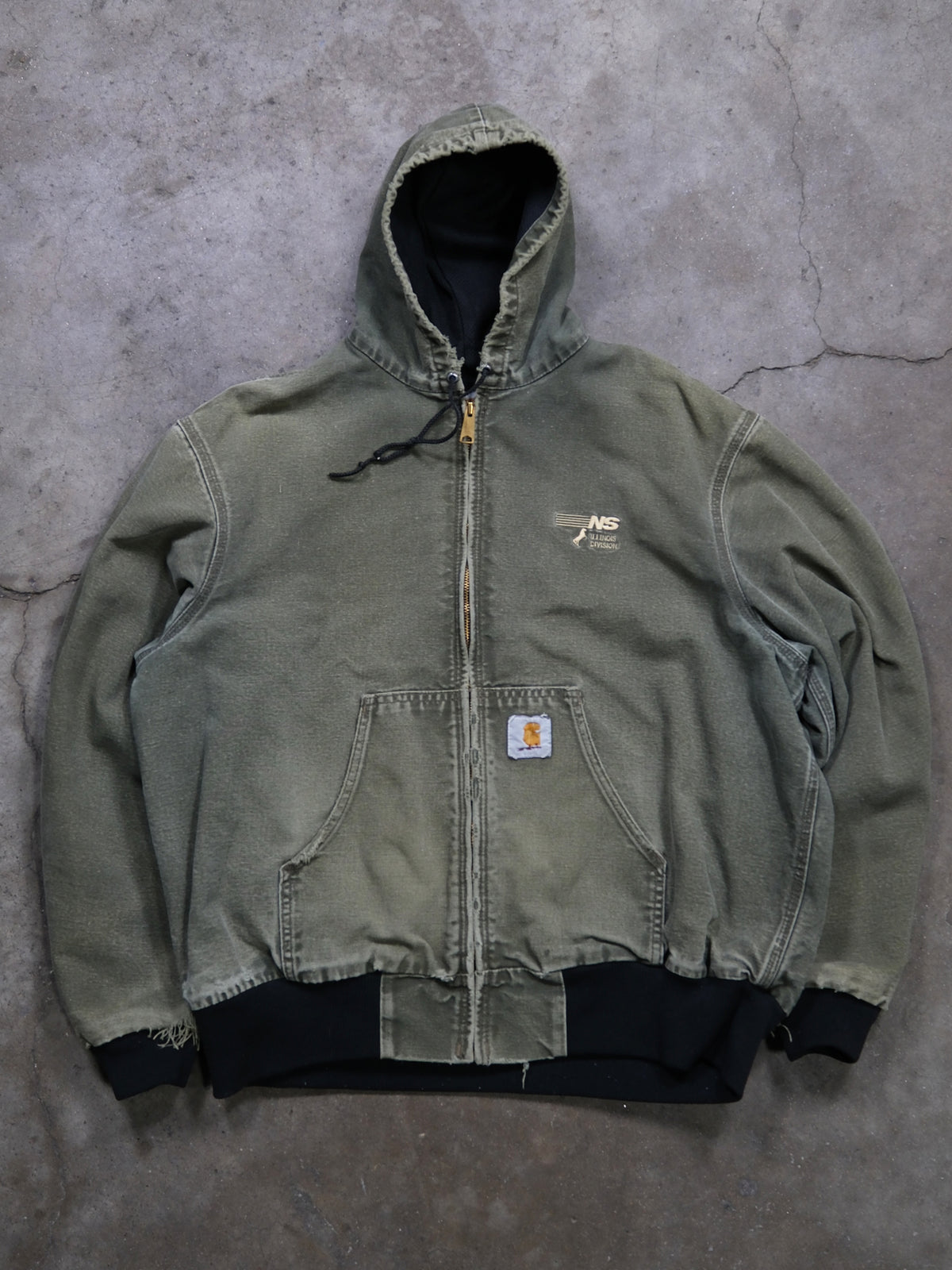 VINTAGE GREEN 'NS' EMBROIDERED CARHARTT HOODED JACKET
