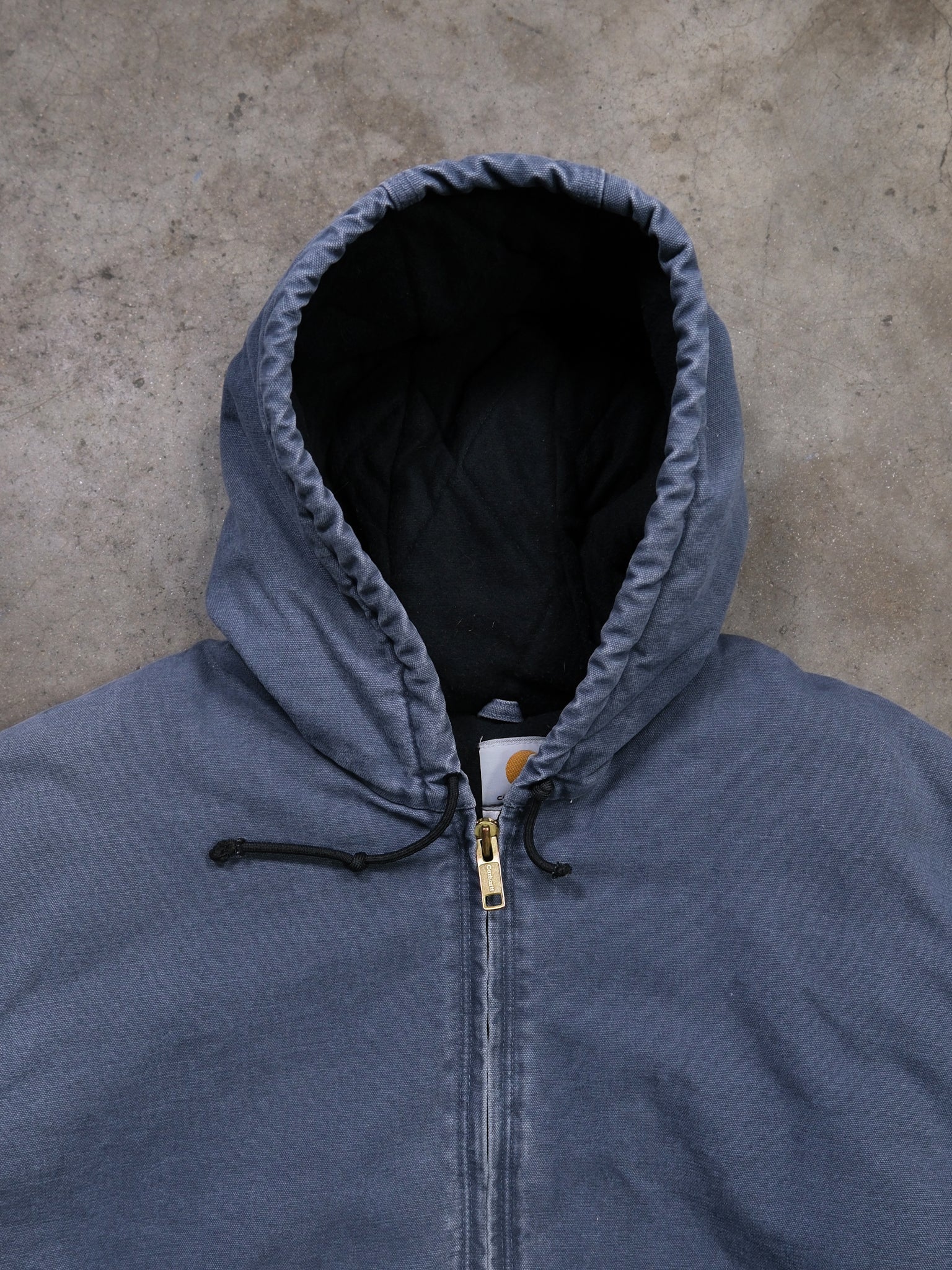VINTAGE FADED MIDNIGHT BLUE CARHARTT HOODED JACKET