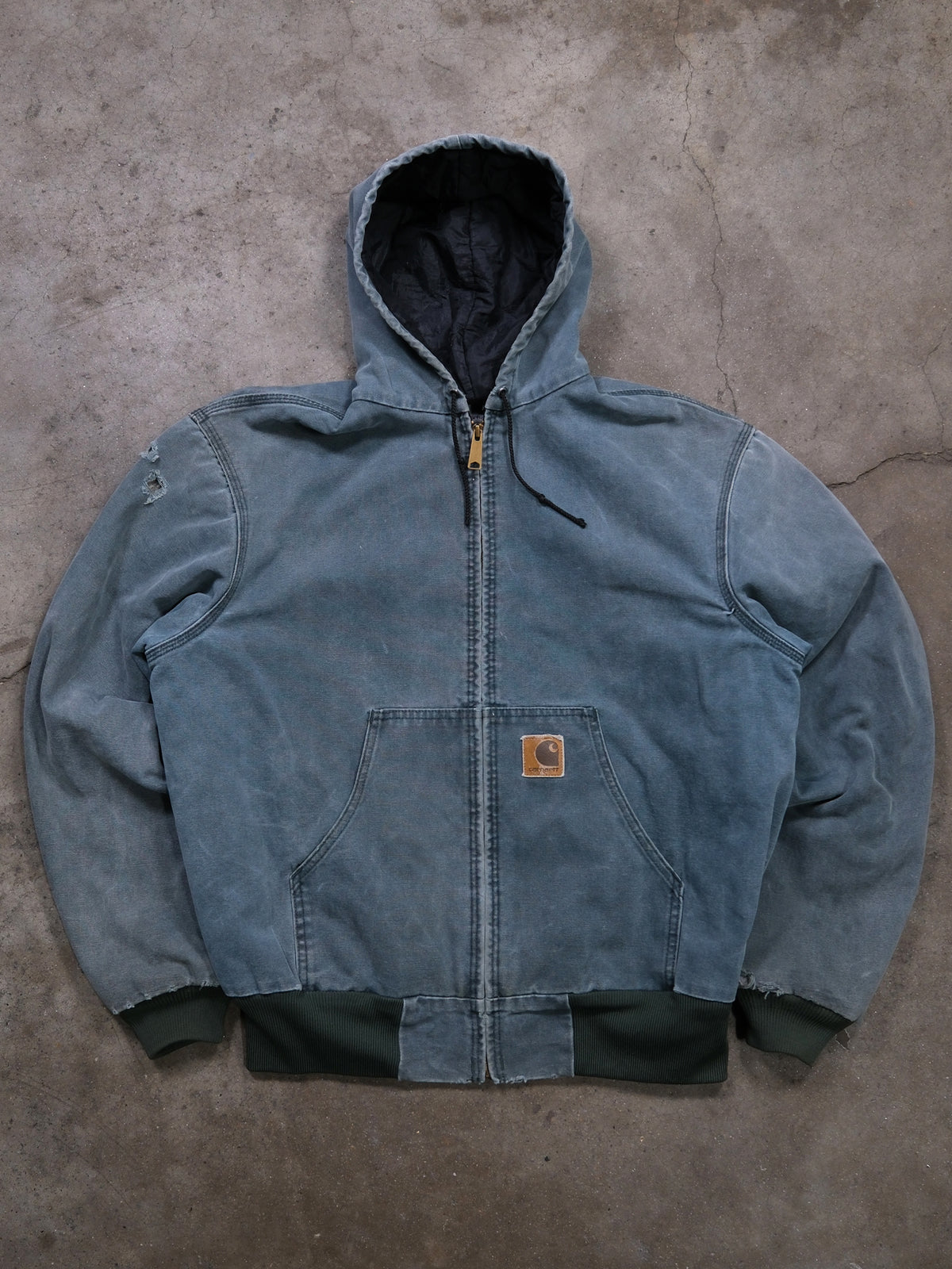 VINTAGE GREEN CARHARTT HOODED JACKET