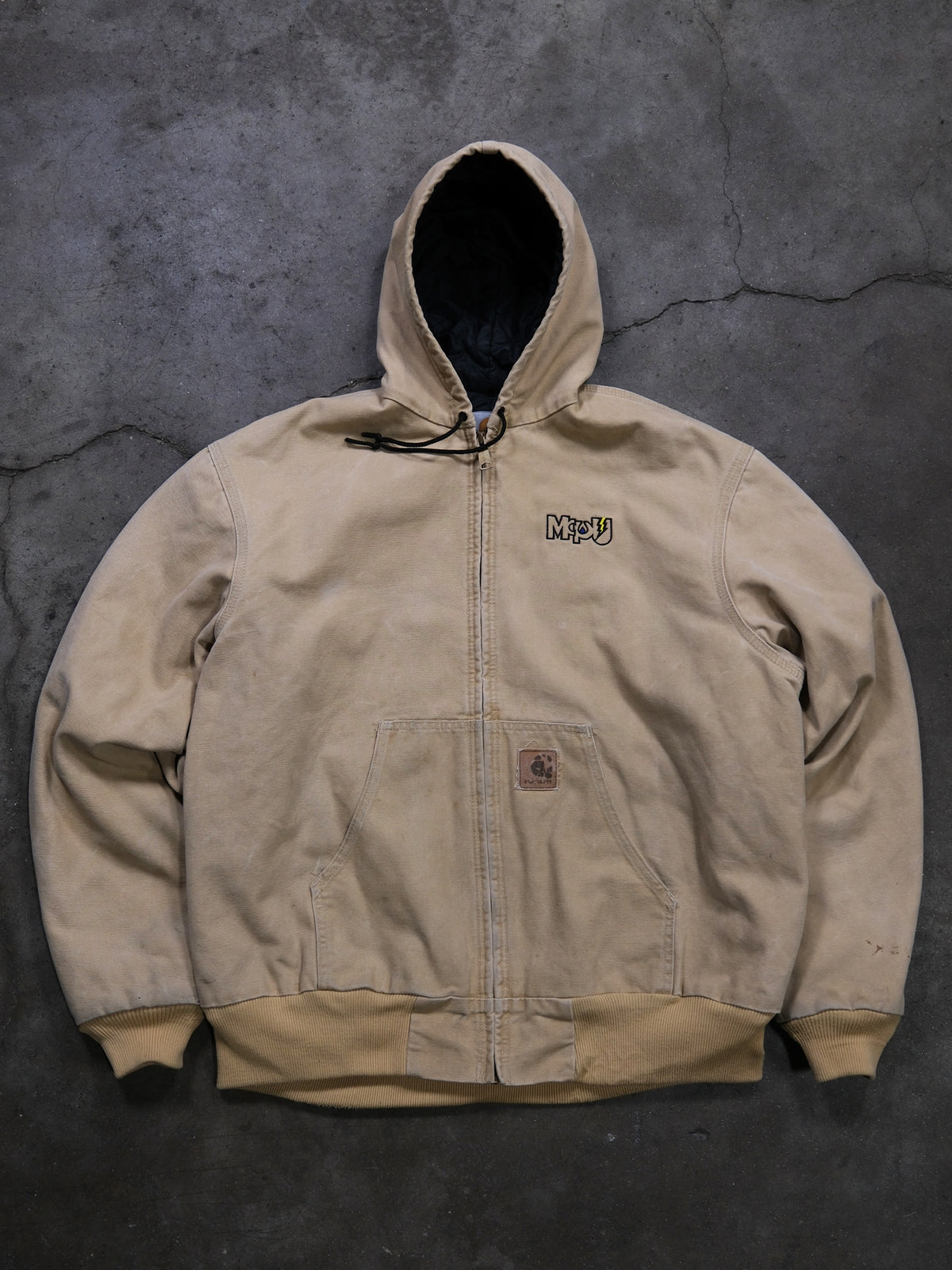 VINTAGE TAN 'MCPU' EMBROIDERED HOODED CARHARTT JACKET