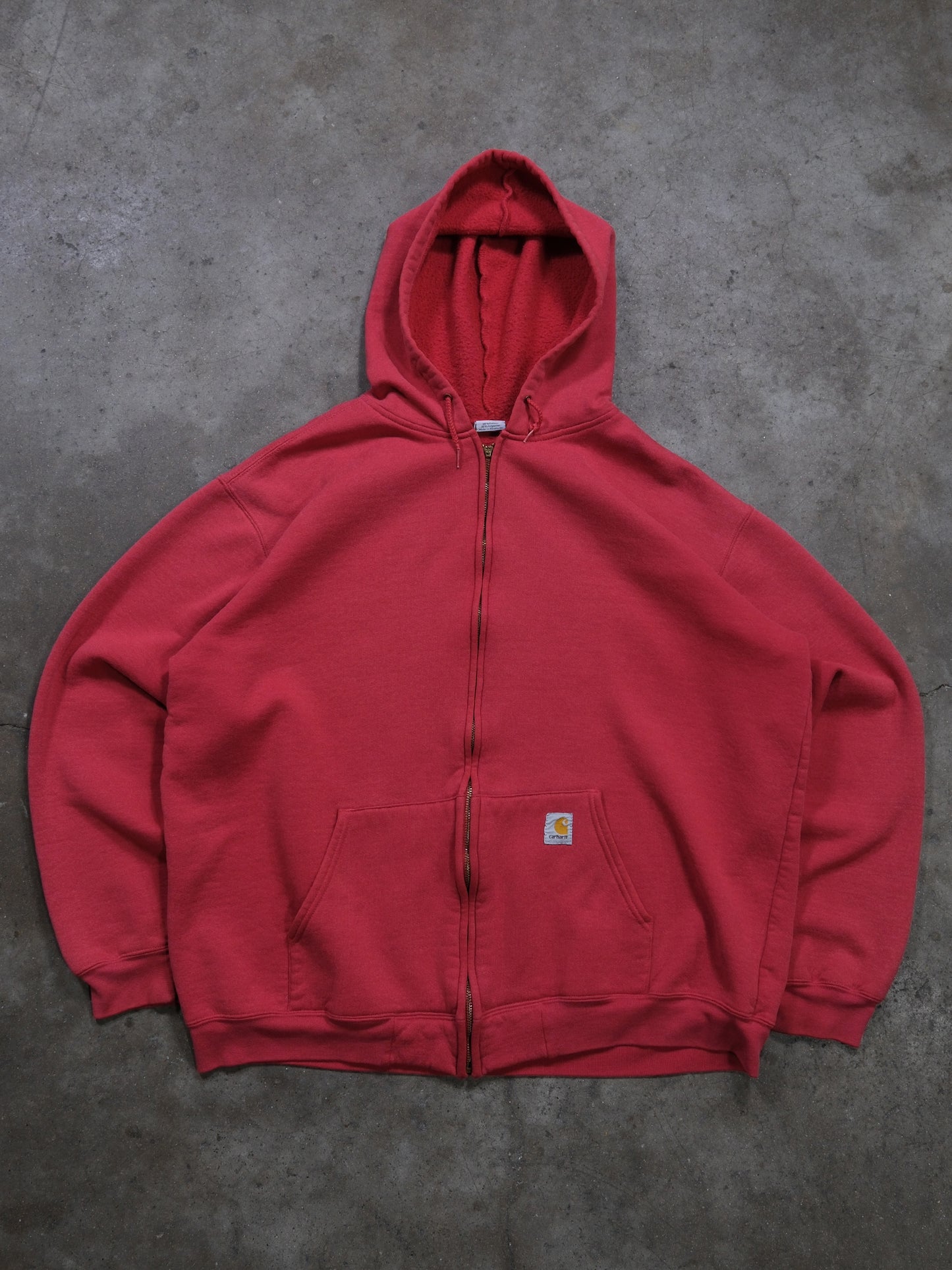 1990S SUNFADED RED CARHARTT HOODED SWEATSHIRT