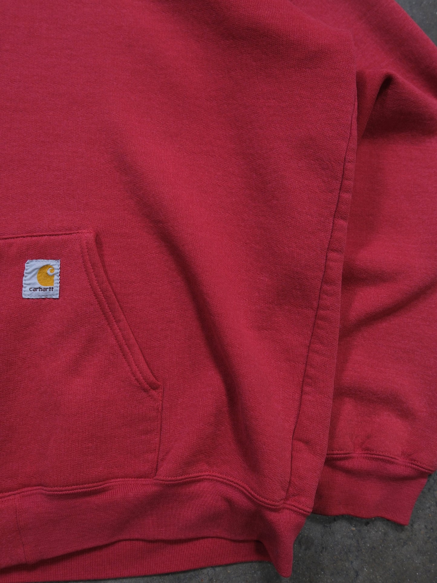 1990S SUNFADED RED CARHARTT HOODED SWEATSHIRT