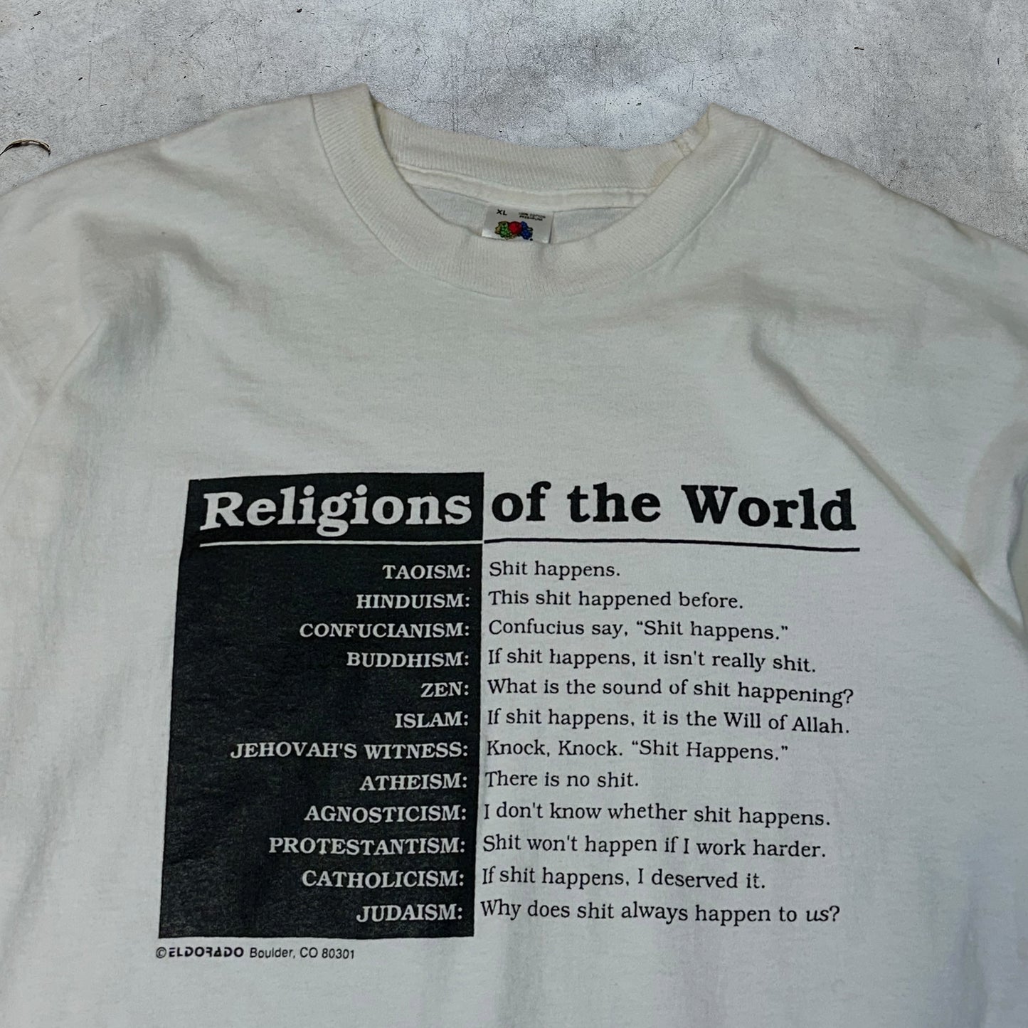 1990S "RELIGIONS OF THE WORLD" TEE / X-LARGE