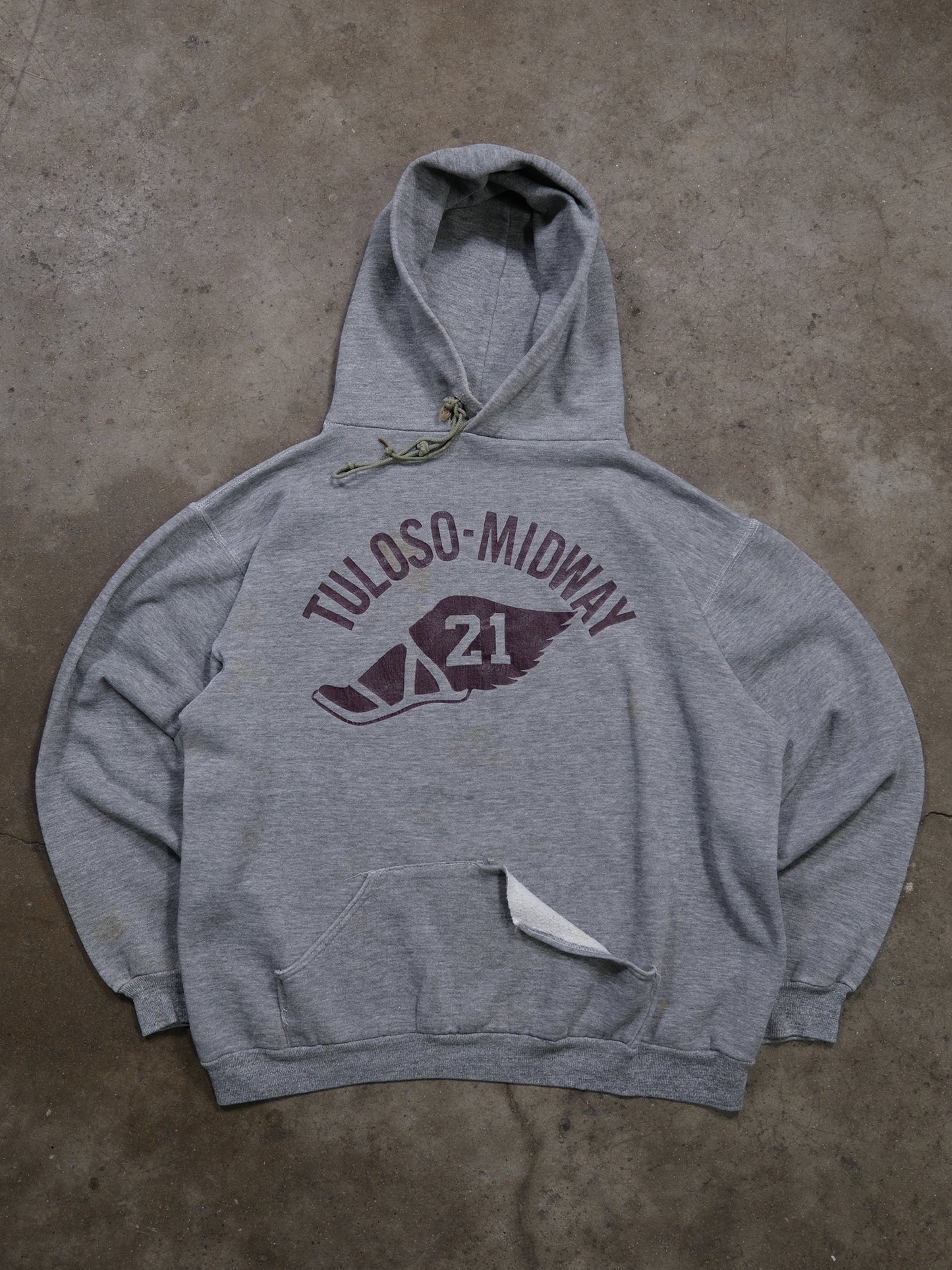 1970S RUSSELL 'TULOSO-MIDWAY' HOODED SWEATSHIRT