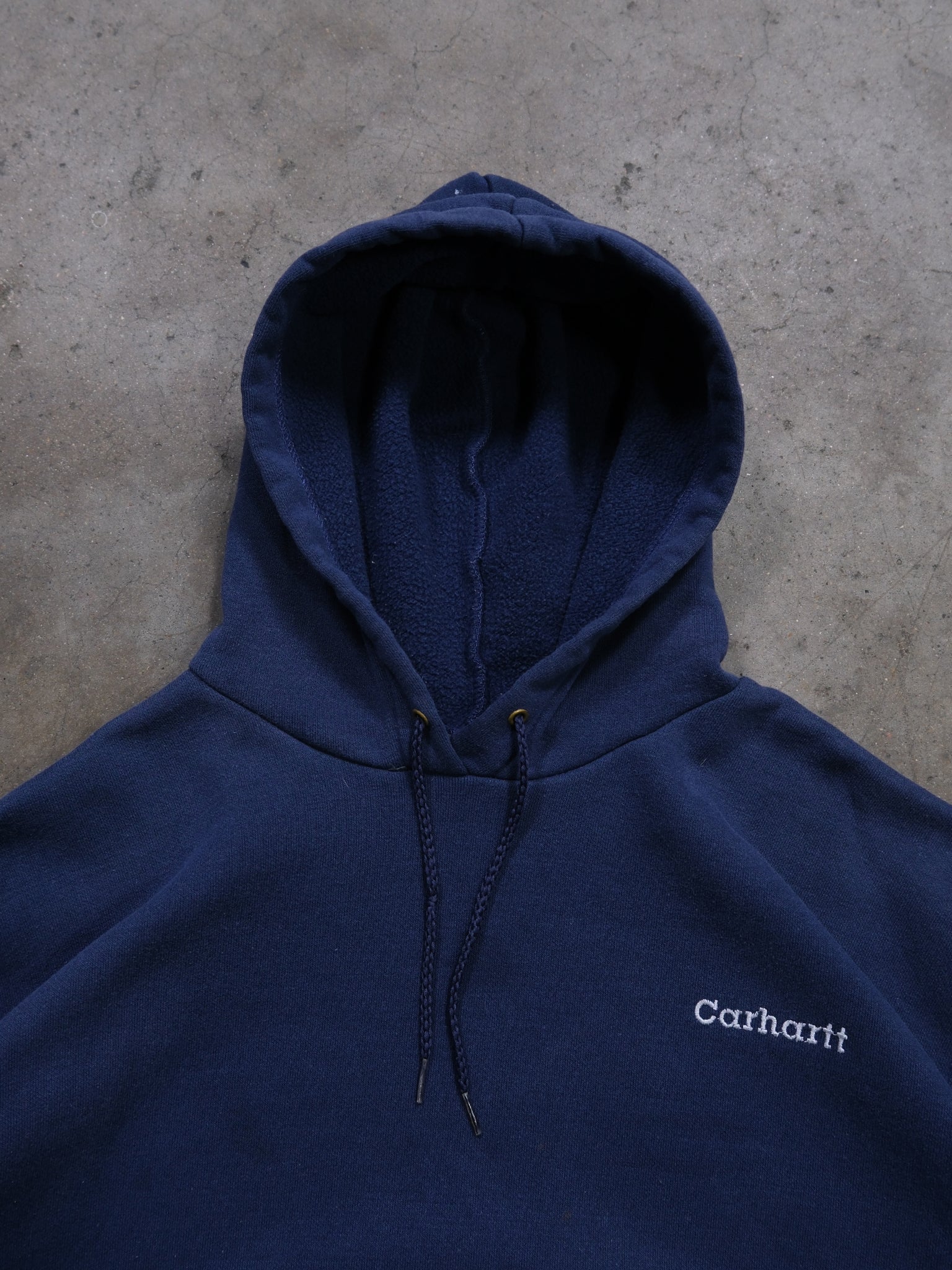 1990S NAVY BLUE CARHARTT HOODED SWEATSHIRT
