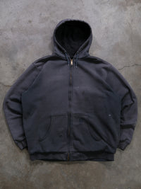 1990S FADED & DISTRESSED BLACK CARHARTT ZIPUP SWEATSHIRT