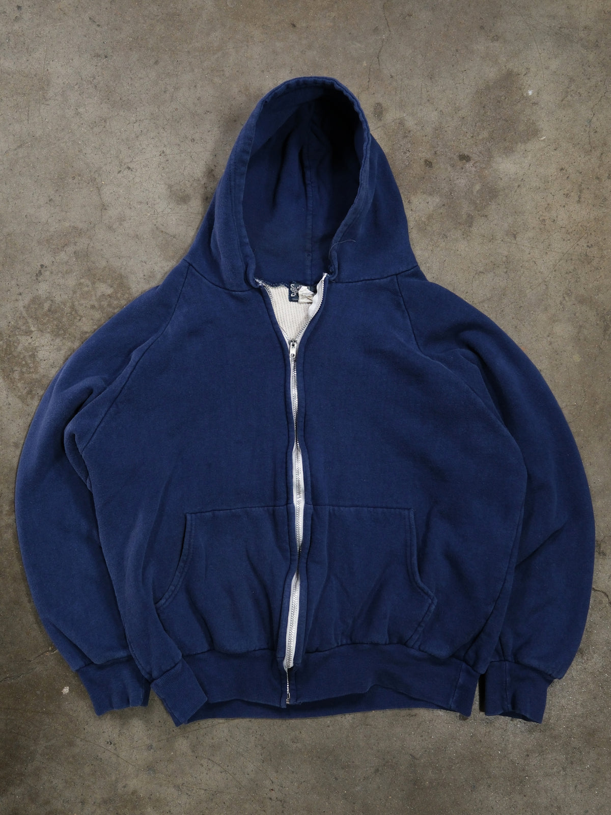 1980S NAVY BLUE THERMAL LINED ZIPUP SWEATSHIRT