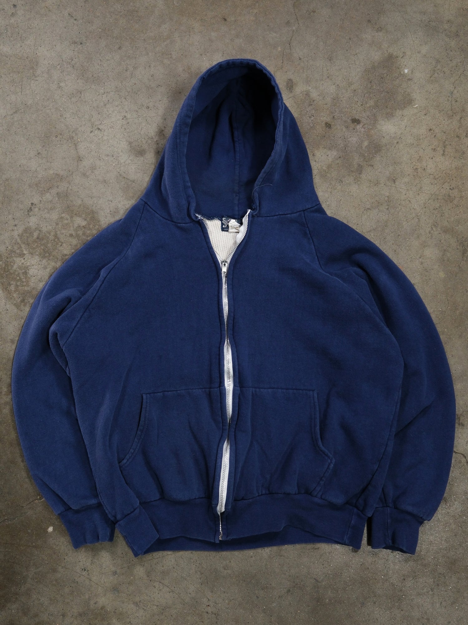 1980S NAVY BLUE THERMAL LINED ZIPUP SWEATSHIRT