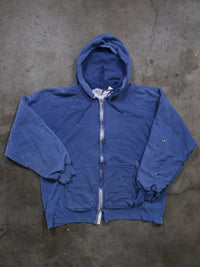 1980S FADED BLUE DISTRESSED THERMAL LINED ZIPUP SWEATSHIRT
