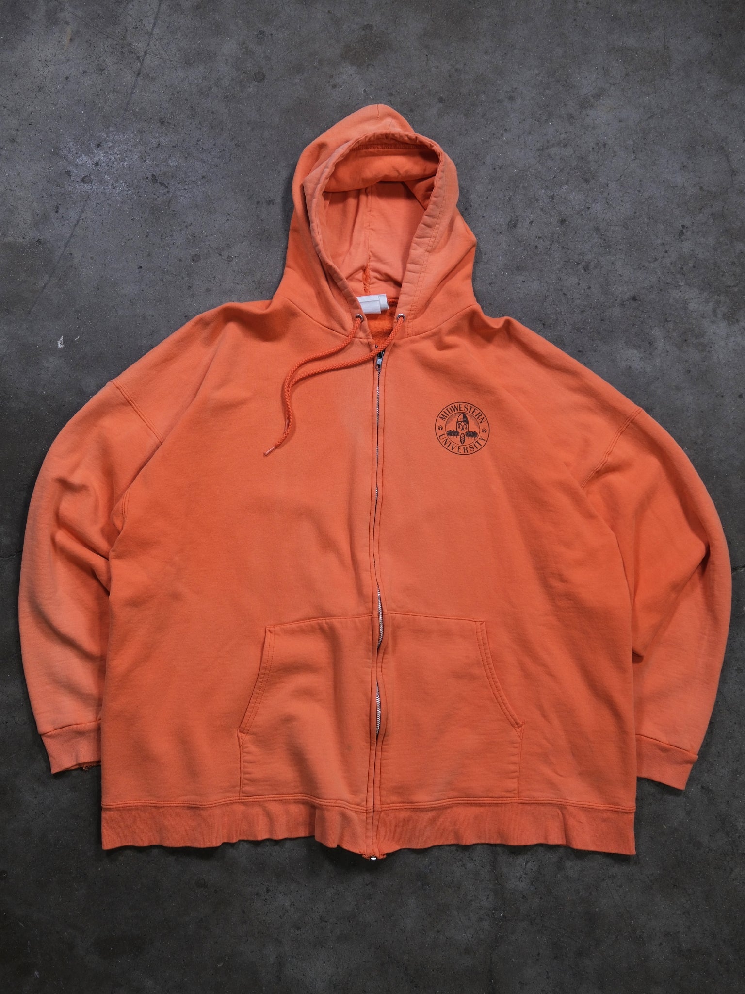 2000S SUNFADED ORANGE 'MIDWESTERN UNIVERSITY' HOODED SWEATSHIRT
